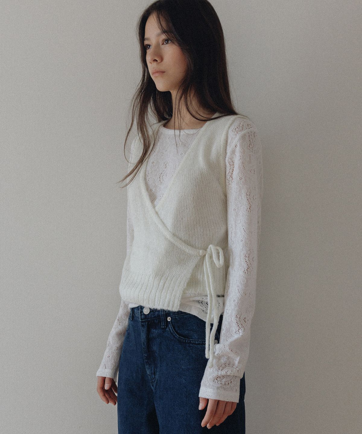 앤니즈(ANDNEEDS) Grace wrap bustier knit (cream)