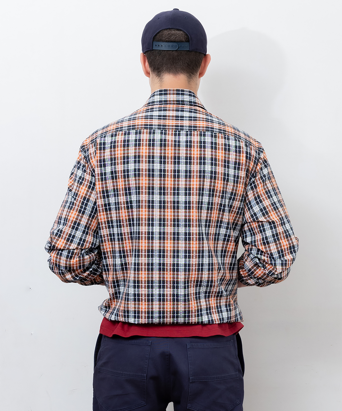 파버(FABEUR) CHECK SHIRTS JACKET (NAVY/ORANGE)