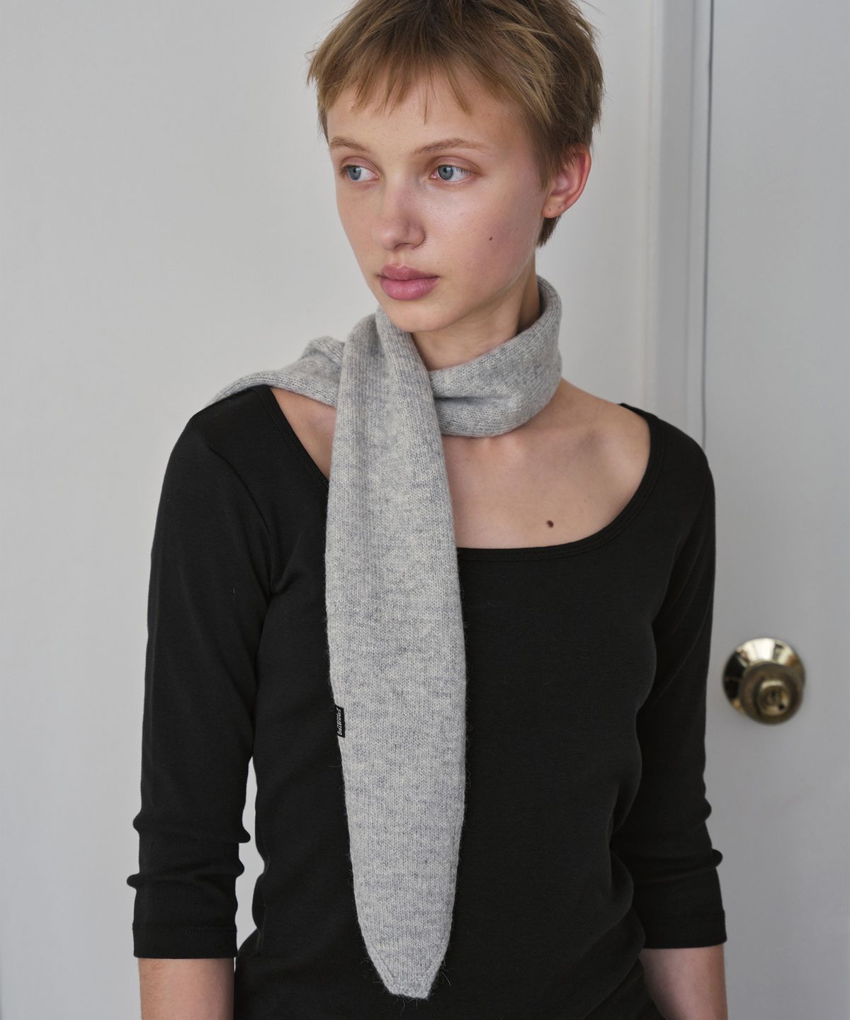 시메트릭 퍼센트(SYMMETRICPERCENT) Alpaca Wool Muffler / Melange Grey