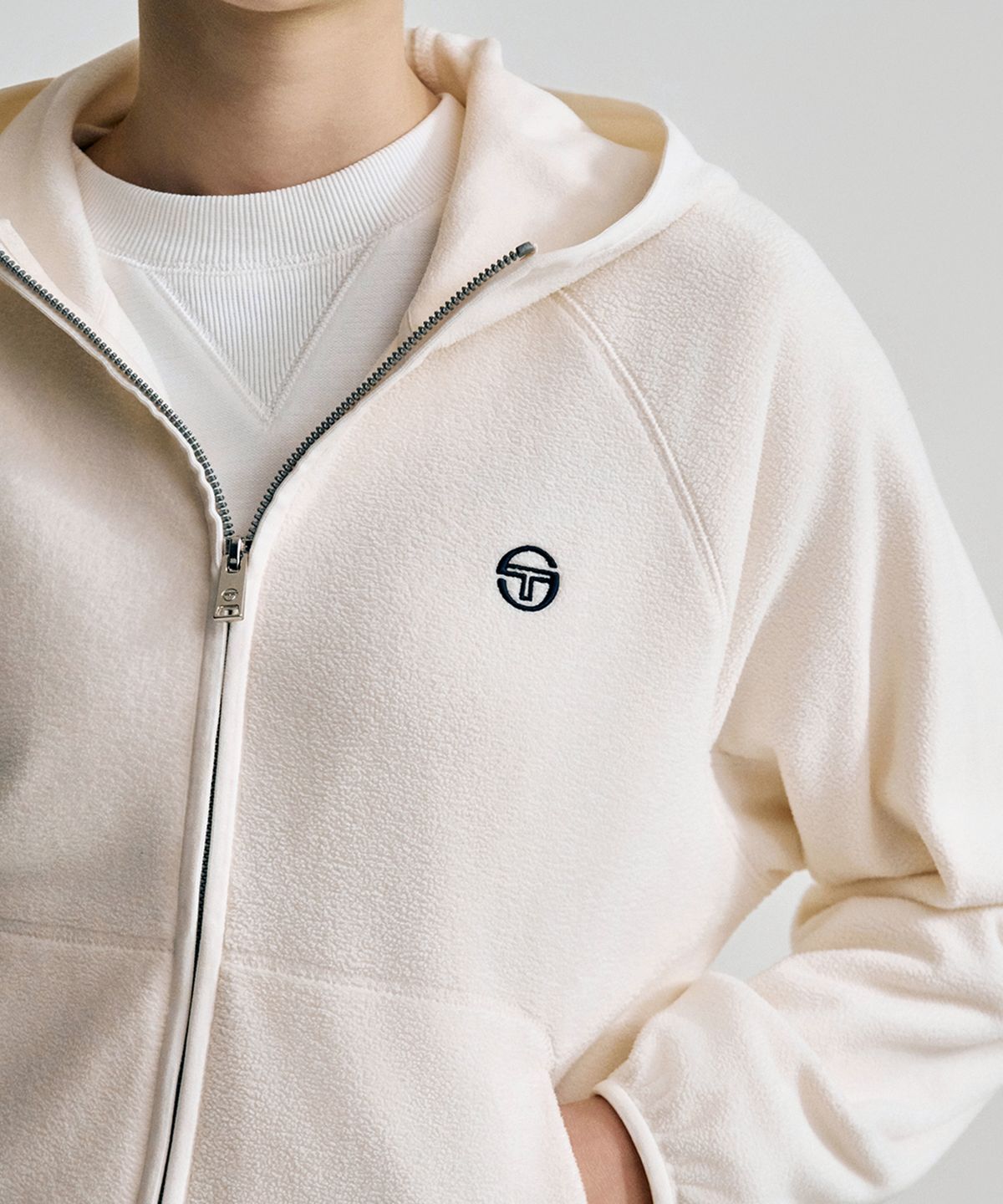 세르지오 타키니(SERGIO TACCHINI) W 쿠쉬웜 플리스 후드집업 (Ivory)
