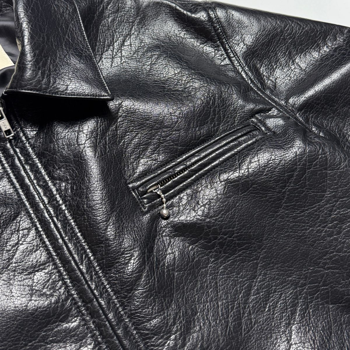 시티스트리트(CITY STREET) DIRTY FAUX LEATHER  WORK JACKET - BLACK