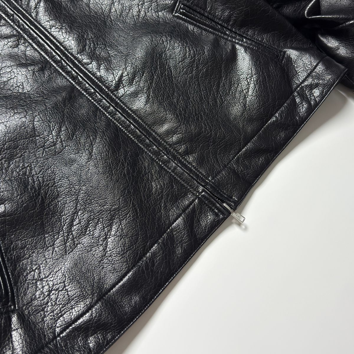 시티스트리트(CITY STREET) DIRTY FAUX LEATHER  WORK JACKET - BLACK