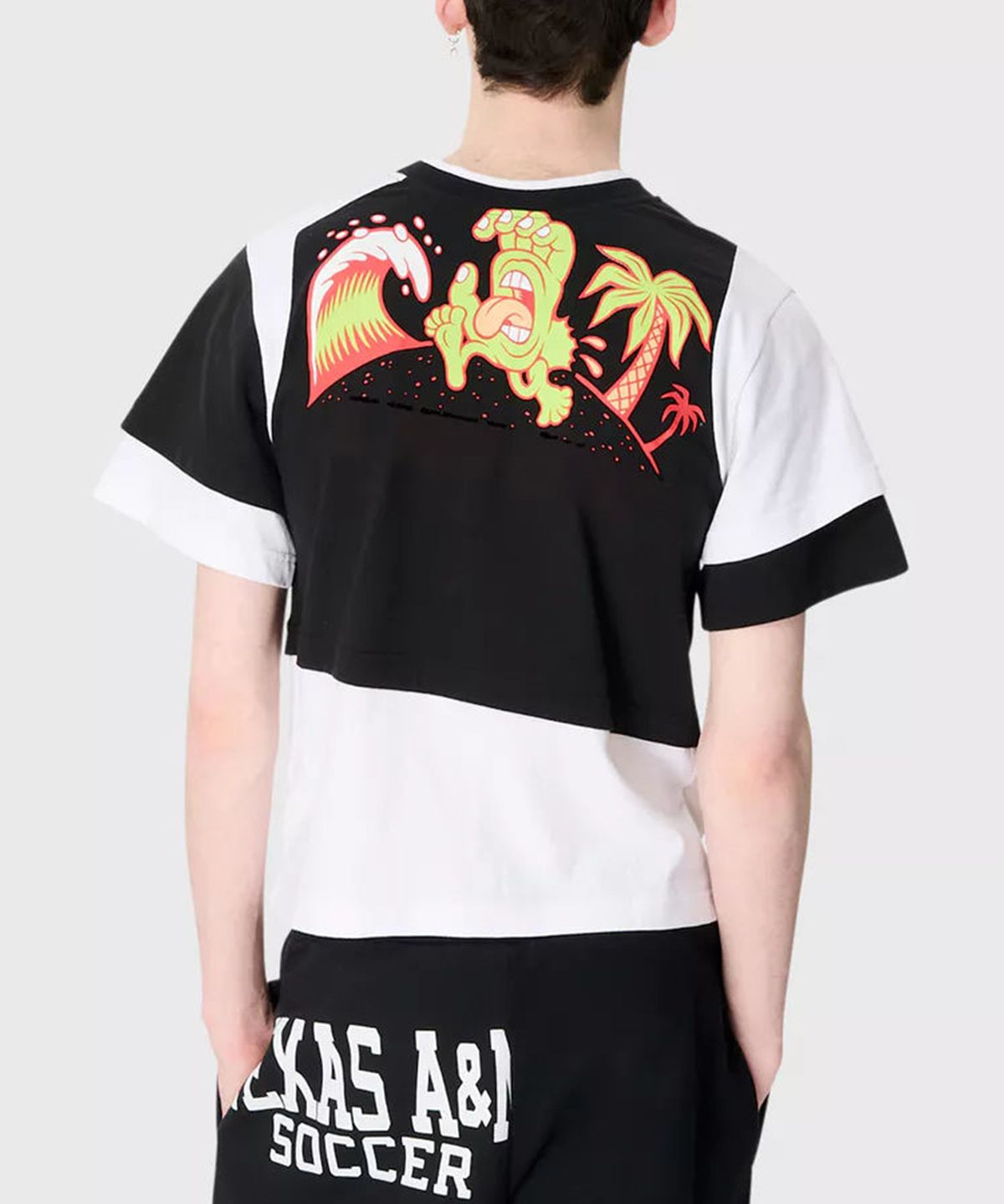 마린 세르(MARINE SERRE) (M) 리제네레이티드 그래픽 저지 레이어드 티셔츠 화이트 블랙 REGENERATED GRAPHIC JERSEY LAYERED T-SHIRT WH11 WHITE/BLACK