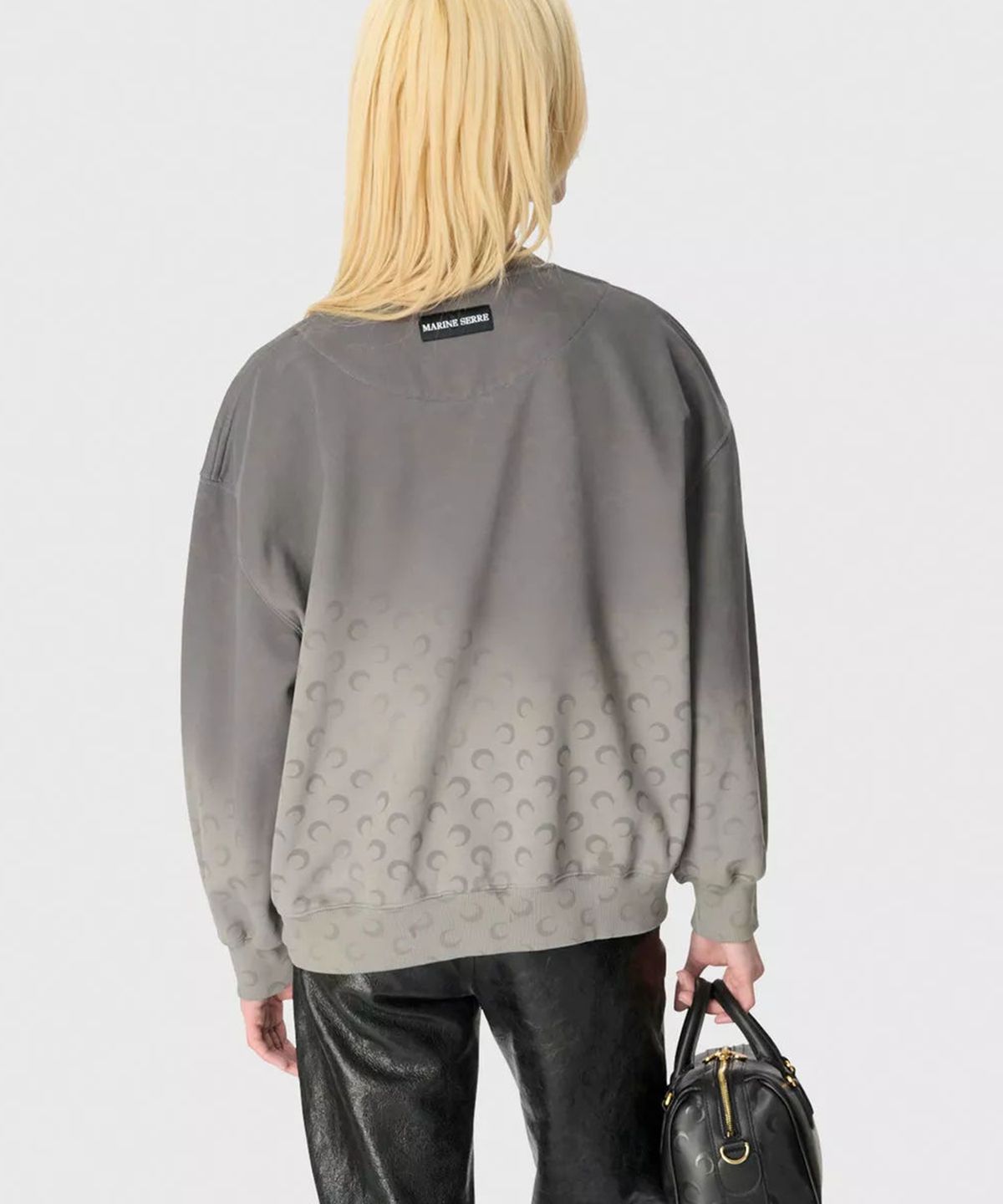 마린 세르(MARINE SERRE) (U) 페이디드 문 플리스 릴랙스드 스웨트셔츠 다크 그레이 FADED MOON FLEECE RELAXED SWEATSHIRT GR90 DARK GREY