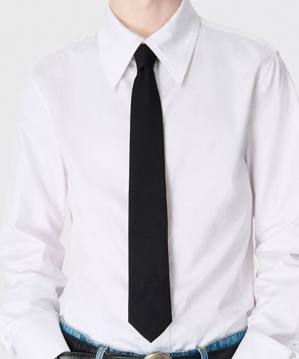 마린 세르(MARINE SERRE) (M) 무노그램 자카드 코튼 롱슬리브 셔츠 옵티컬 화이트 MOONOGRAM JACQUARD COTTON LS SHIRT WH00 OPTICAL WHITE