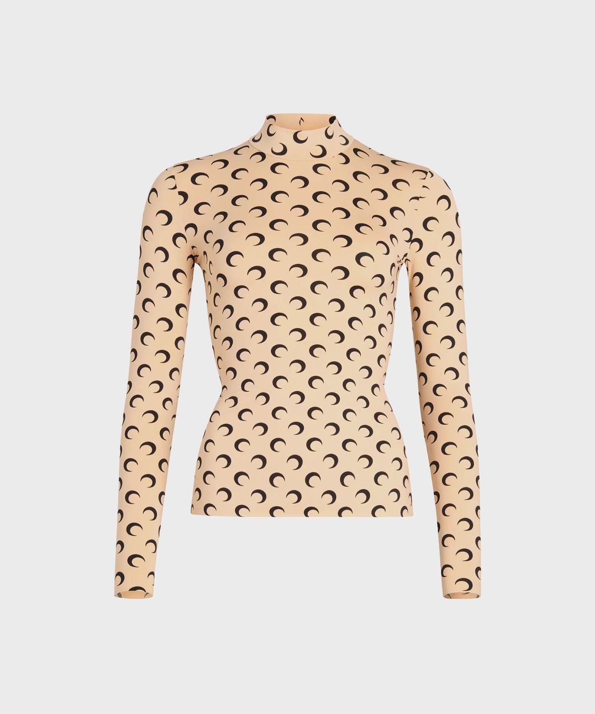 마린 세르(MARINE SERRE) (W) 문 프린티드 저지 롱슬리브 하이텍 탑 탠 MOON PRINTED JERSEY LS HIGHNECK TOP TA10 TAN