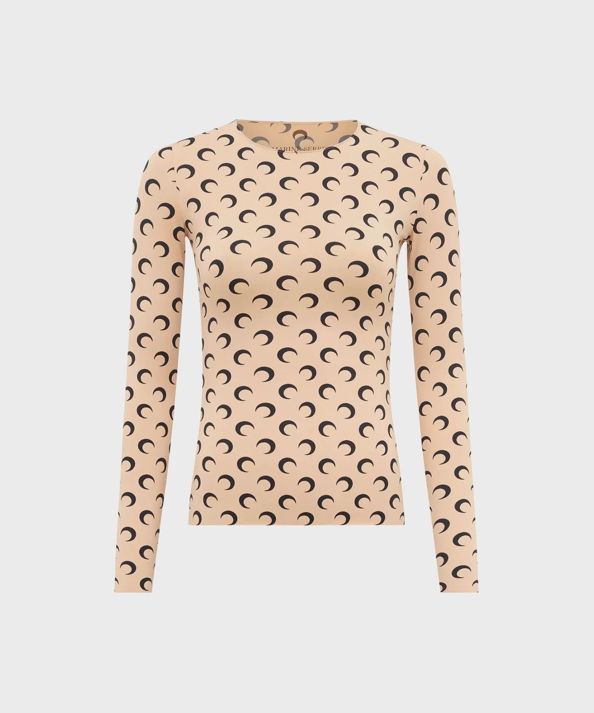 마린 세르(MARINE SERRE) (W) 문 프린티드 저지 롱슬리브 크루넥 탑 탠 MOON PRINTED JERSEY LS CREWNECK TOP TA10 TAN