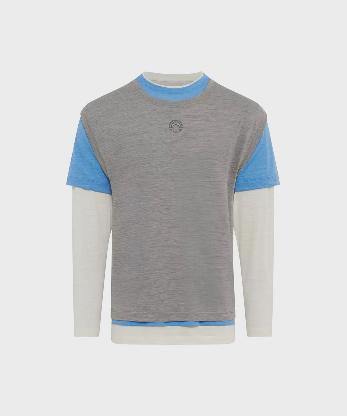 마린 세르(MARINE SERRE) (U) 메리노 저지 트리플 티셔츠 세트 옐로우 블루 그레이 MERINO JERSEY THREE T-SHIRTS SET YBG1 YELLOW/BLUE/GREY