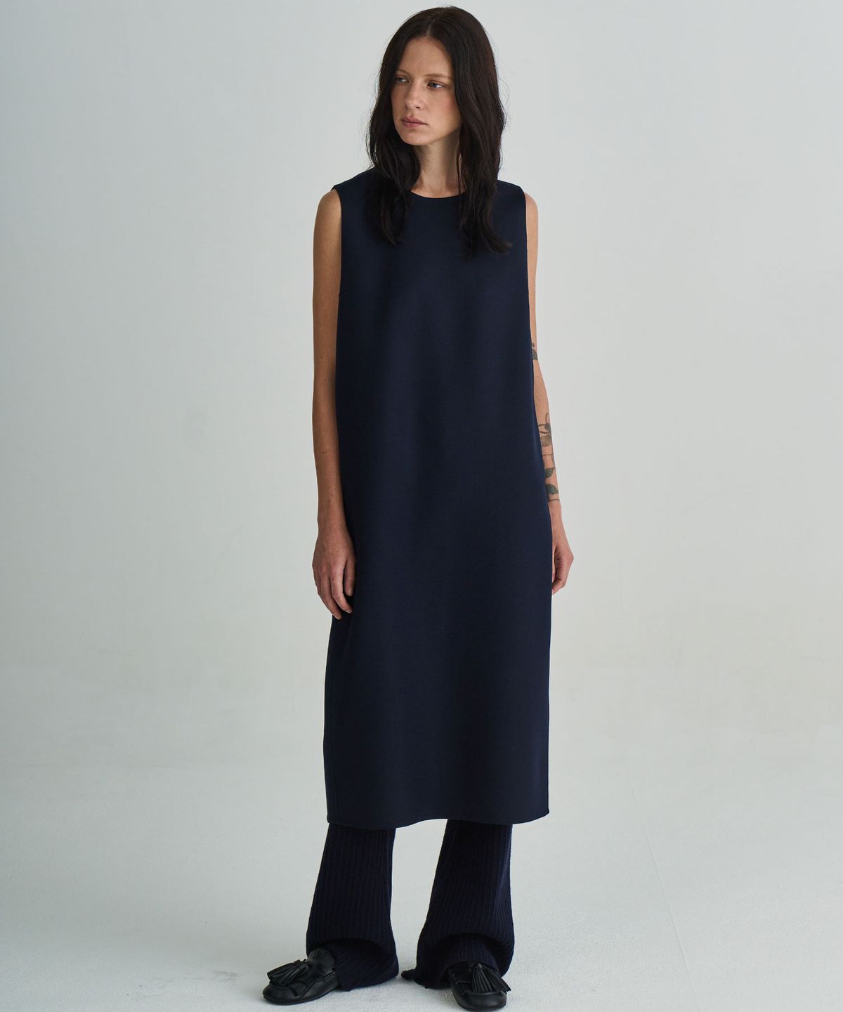 그리다제이(GRIDAJ) 수퍼프리미엄 울 핸드메이드 롱 원피스 _ 네이비
