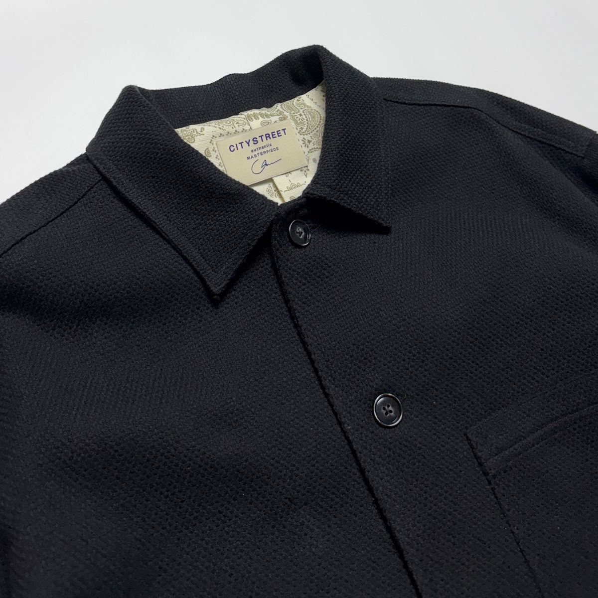 시티스트리트(CITY STREET) SASHIKO FRENCH WORK JACKET - BLACK
