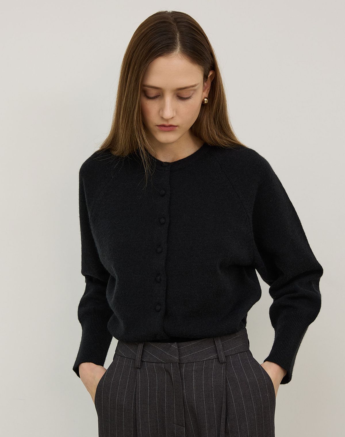 지에마르(GIEMAR) BALLOON SLEEVE CARDIGAN BLACK 벌룬 슬리브 가디건 블랙