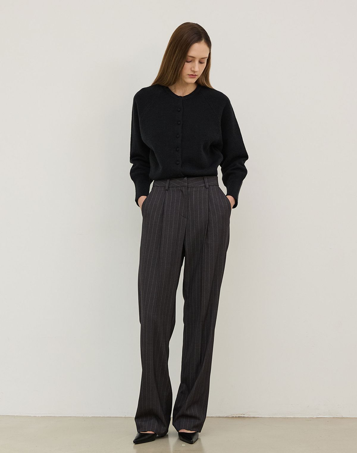 지에마르(GIEMAR) BALLOON SLEEVE CARDIGAN BLACK 벌룬 슬리브 가디건 블랙