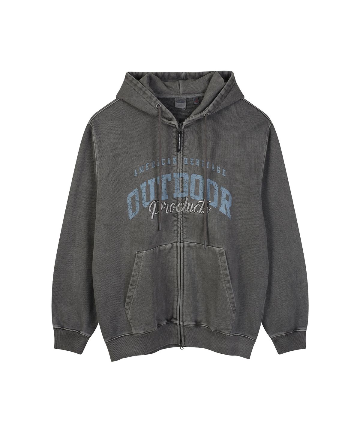 아웃도어 프로덕츠(OUTDOOR PRODUCTS) LETTERING LOGO ZIP-UP HOODIE (CHARCOAL)