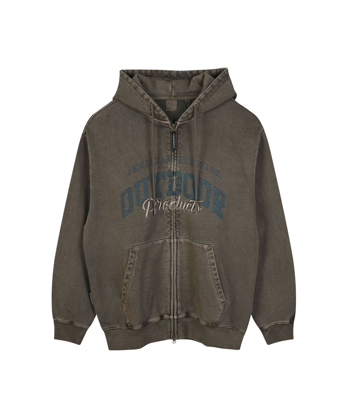 아웃도어 프로덕츠(OUTDOOR PRODUCTS) LETTERING LOGO ZIP-UP HOODIE (BROWN)