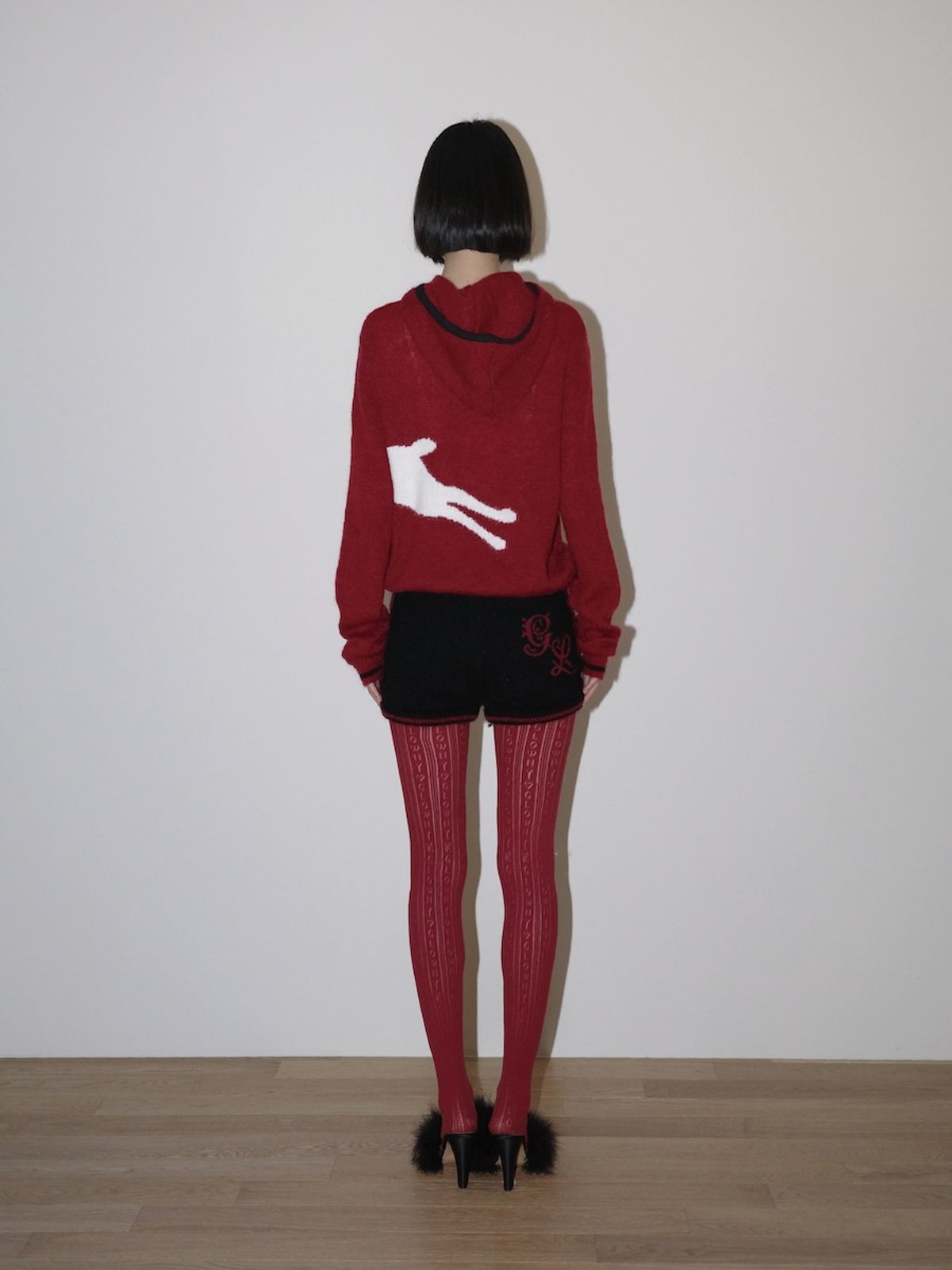 글로니(GLOWNY) MONOGRAM PUNCH TIGHTS (RED)