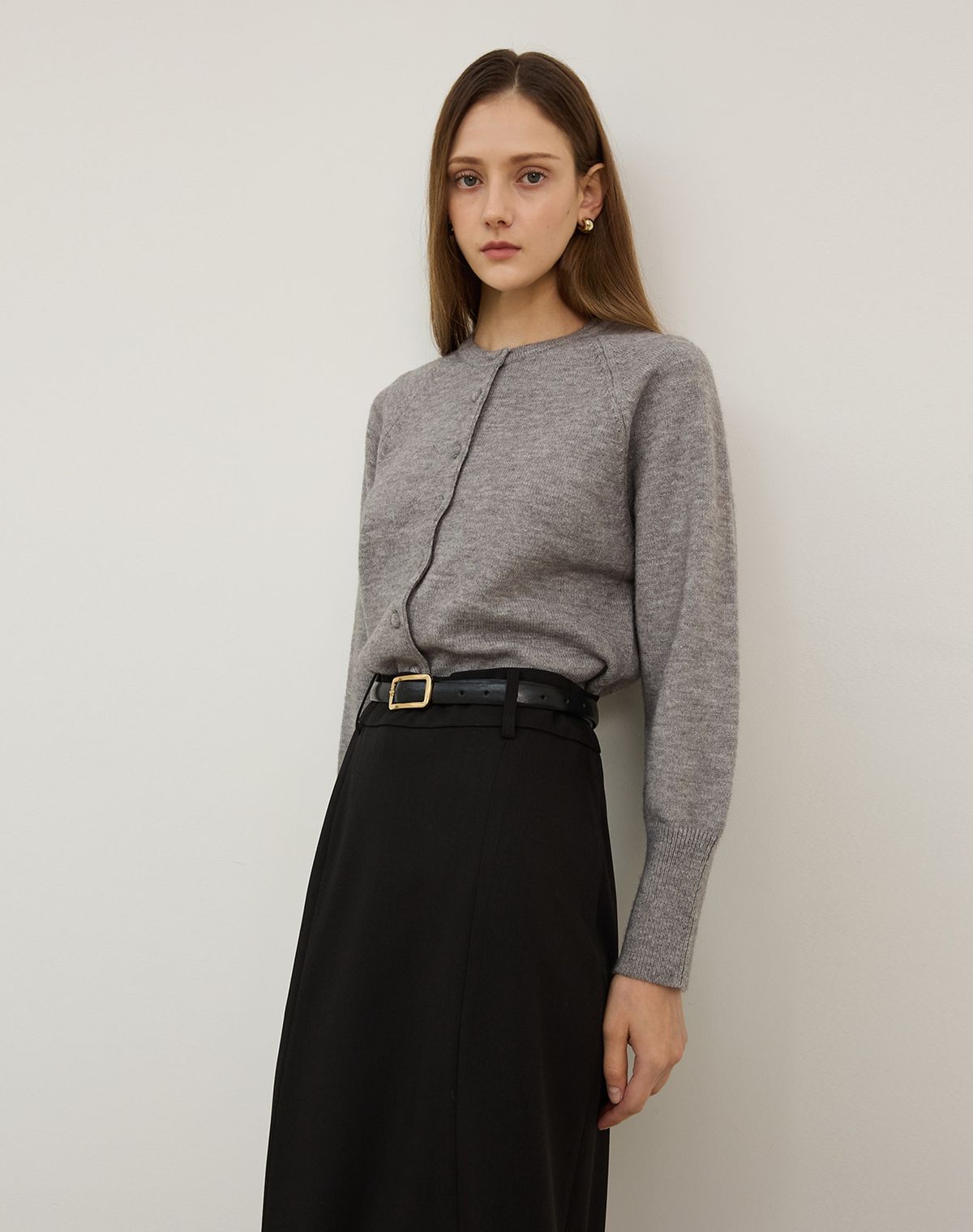 지에마르(GIEMAR) BALLOON SLEEVE CARDIGAN GRAY 벌룬 슬리브 가디건 그레이