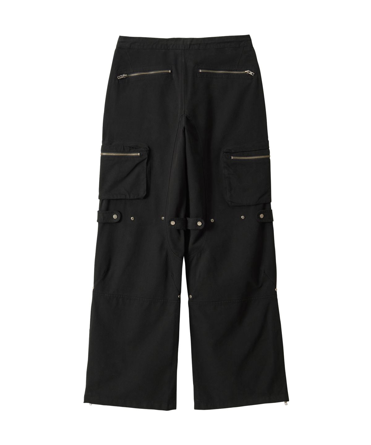 우알롱(WOOALONG) Lowrise Washed Curve Cargo Pants - BLACK