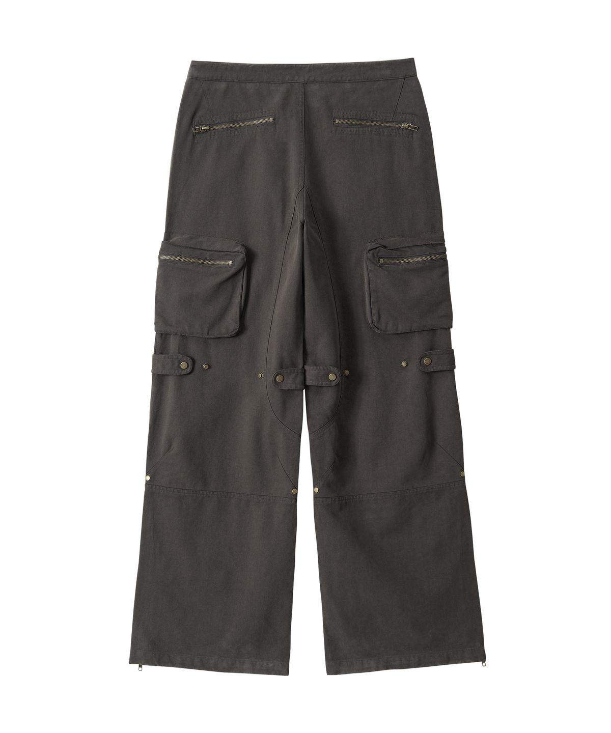 우알롱(WOOALONG) Lowrise Washed Curve Cargo Pants - KHAKI