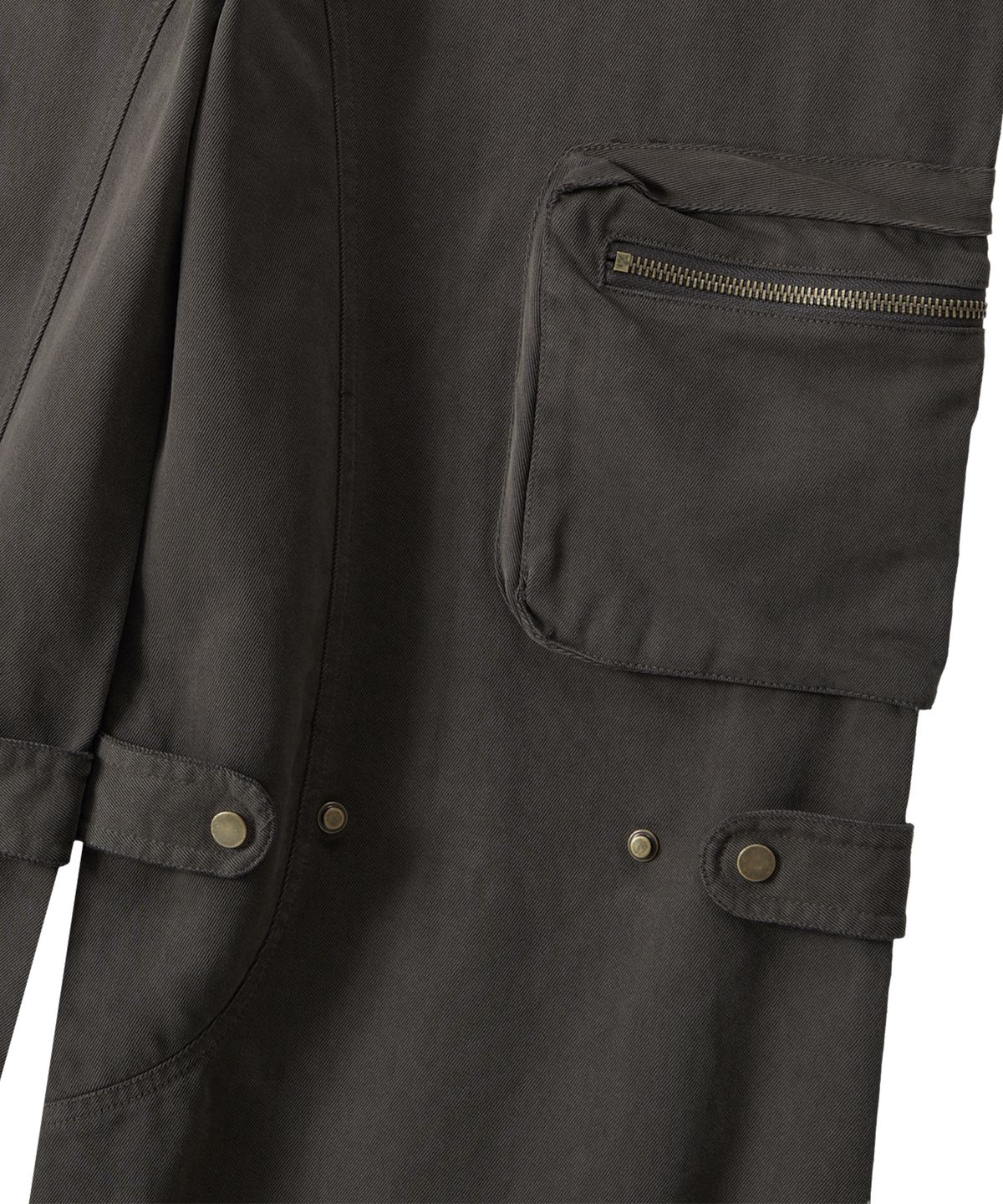 우알롱(WOOALONG) Lowrise Washed Curve Cargo Pants - KHAKI