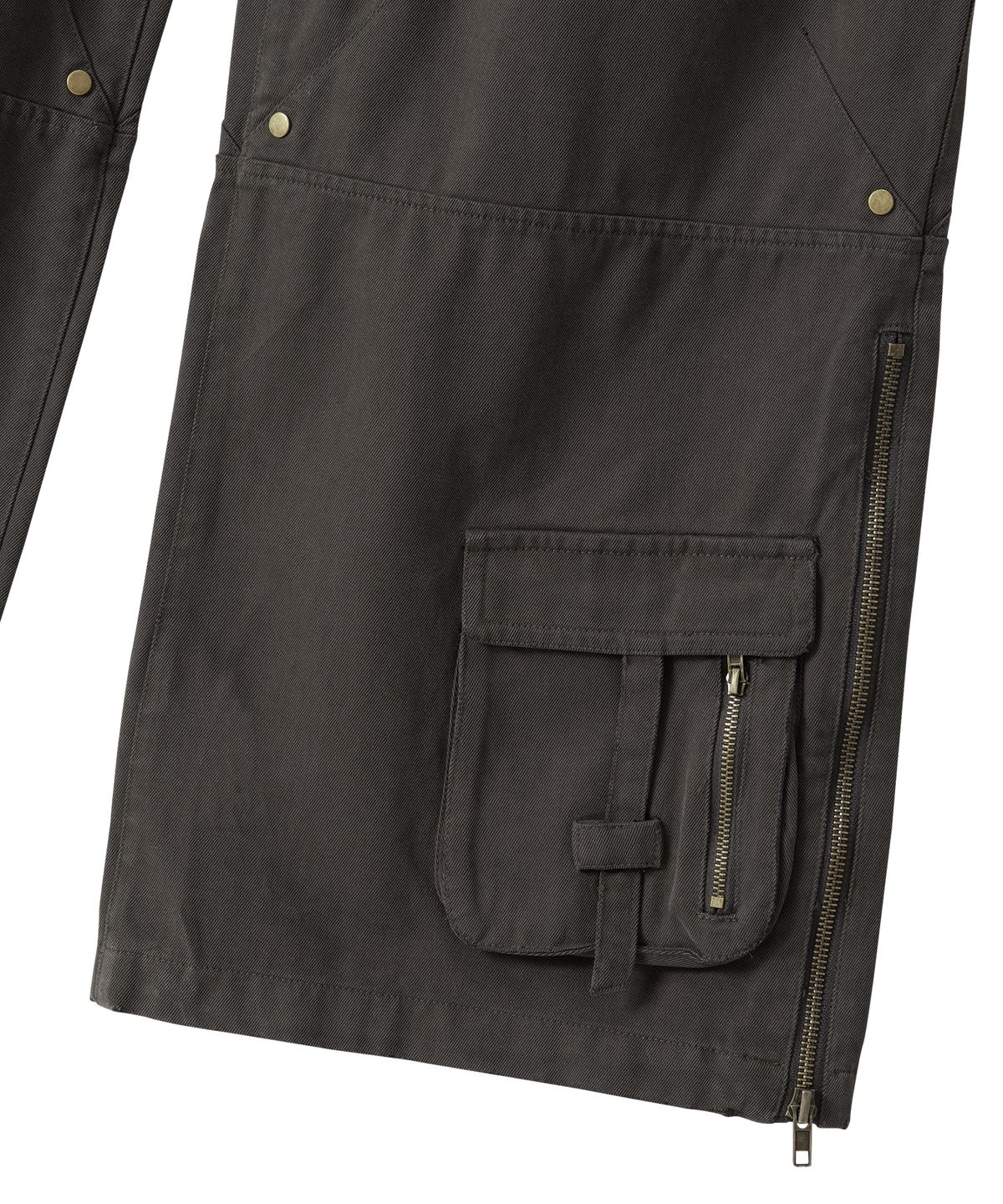 우알롱(WOOALONG) Lowrise Washed Curve Cargo Pants - KHAKI