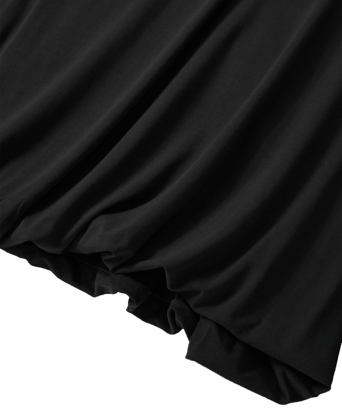 우알롱(WOOALONG) Overlay Drape Long Sleeve Tee - BLACK