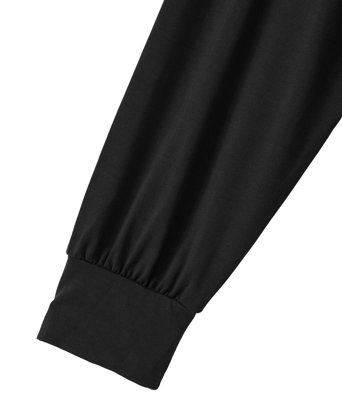우알롱(WOOALONG) Overlay Drape Long Sleeve Tee - BLACK