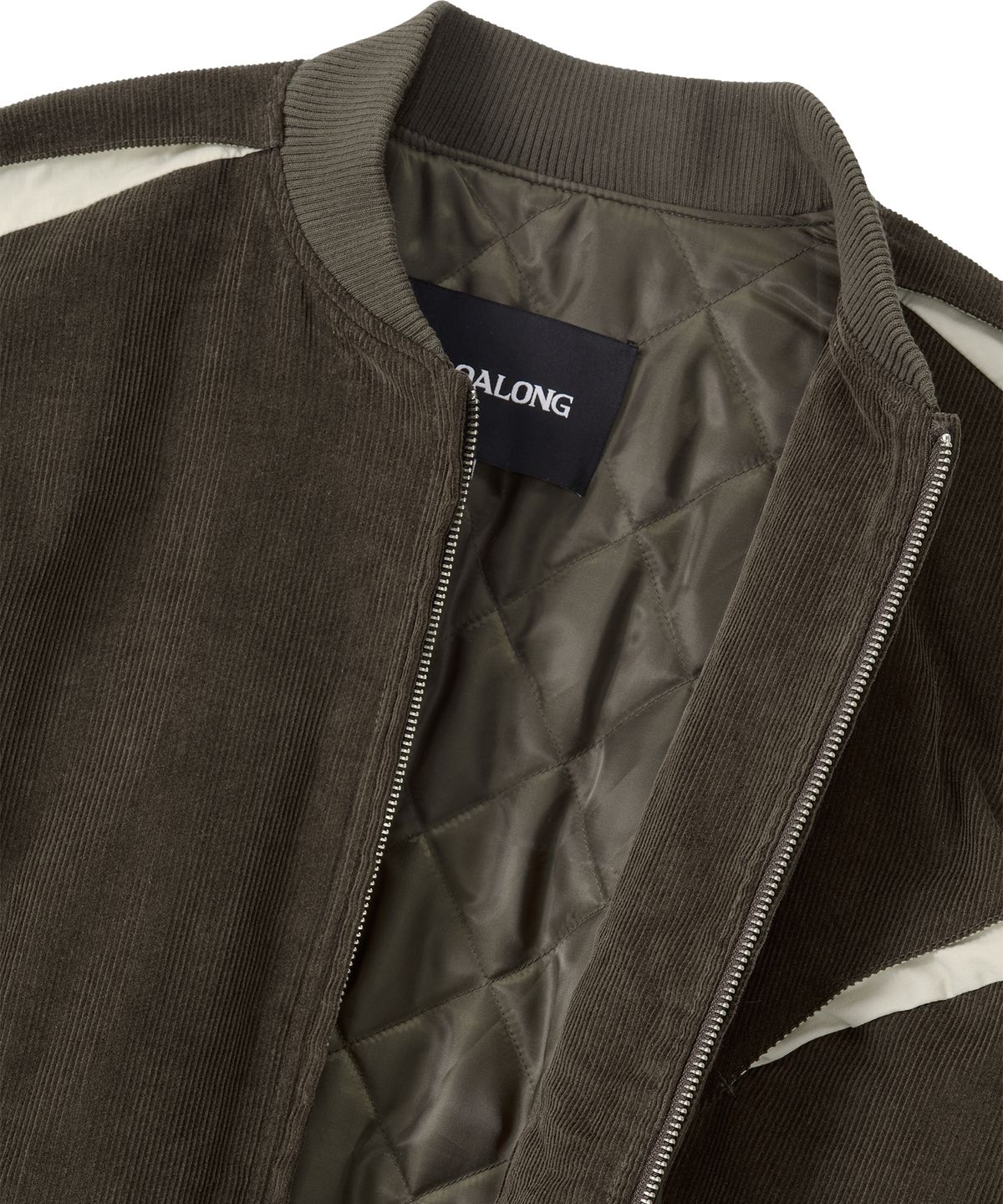 우알롱(WOOALONG) Corduroy Contrast Quilted Blouson - BROWN