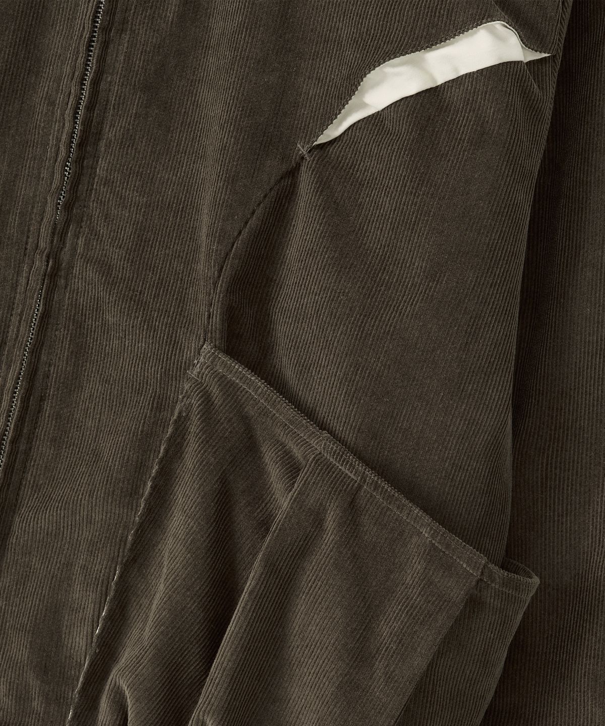 우알롱(WOOALONG) Corduroy Contrast Quilted Blouson - BROWN