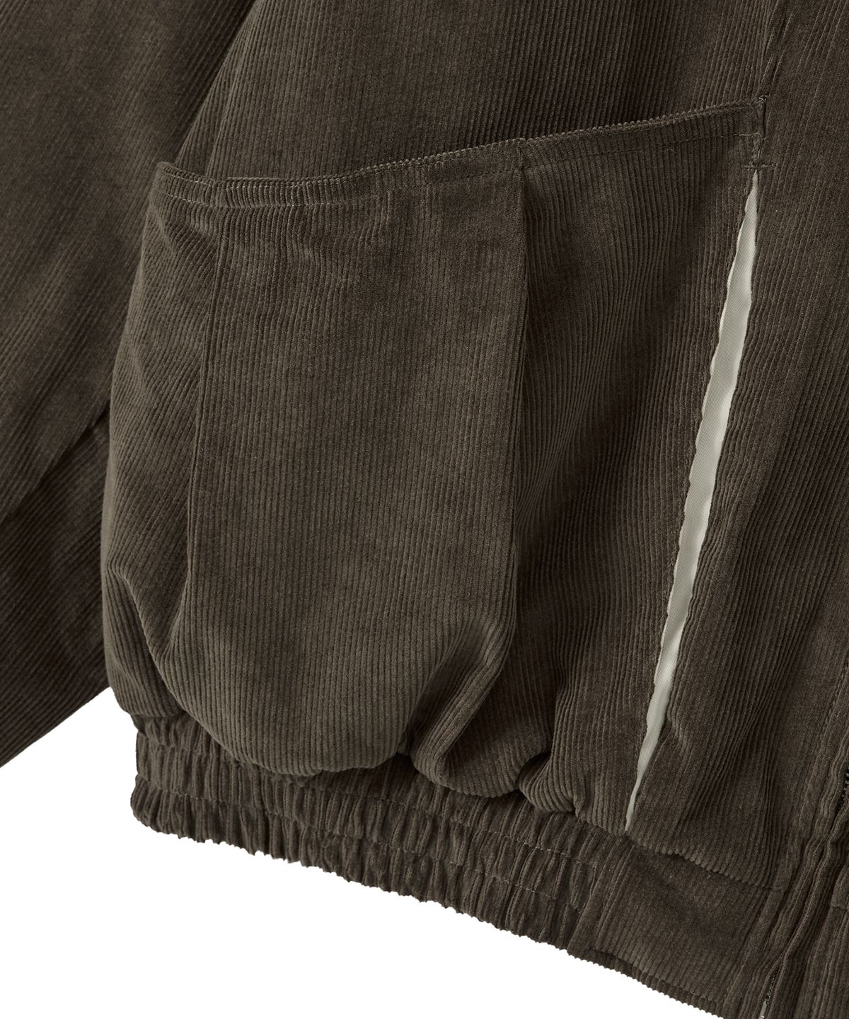 우알롱(WOOALONG) Corduroy Contrast Quilted Blouson - BROWN