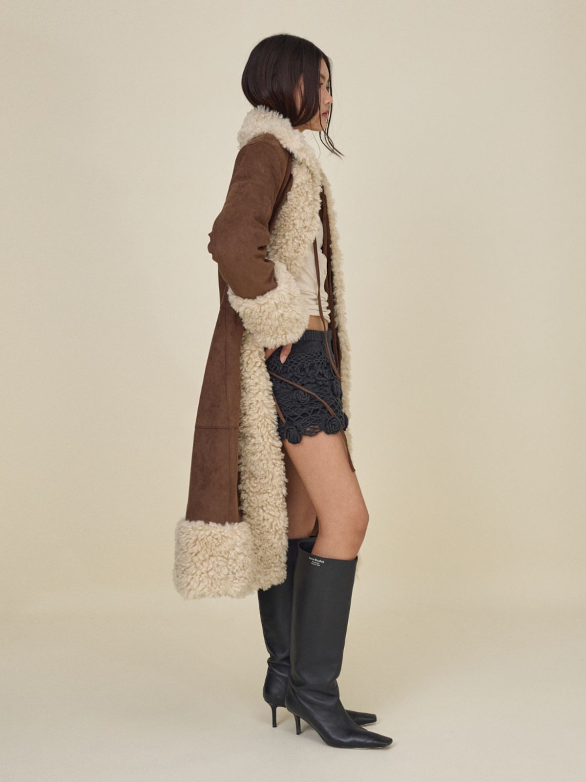 글로니(GLOWNY) OLSEN FUR COAT (BROWN)