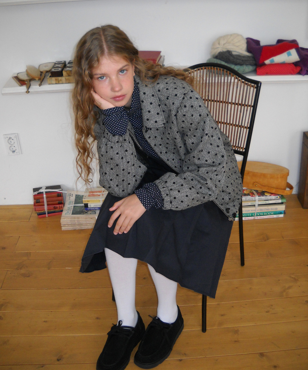 펀프롬펀(FUNFROMFUN) Dotted Herringbone Jacket, Black