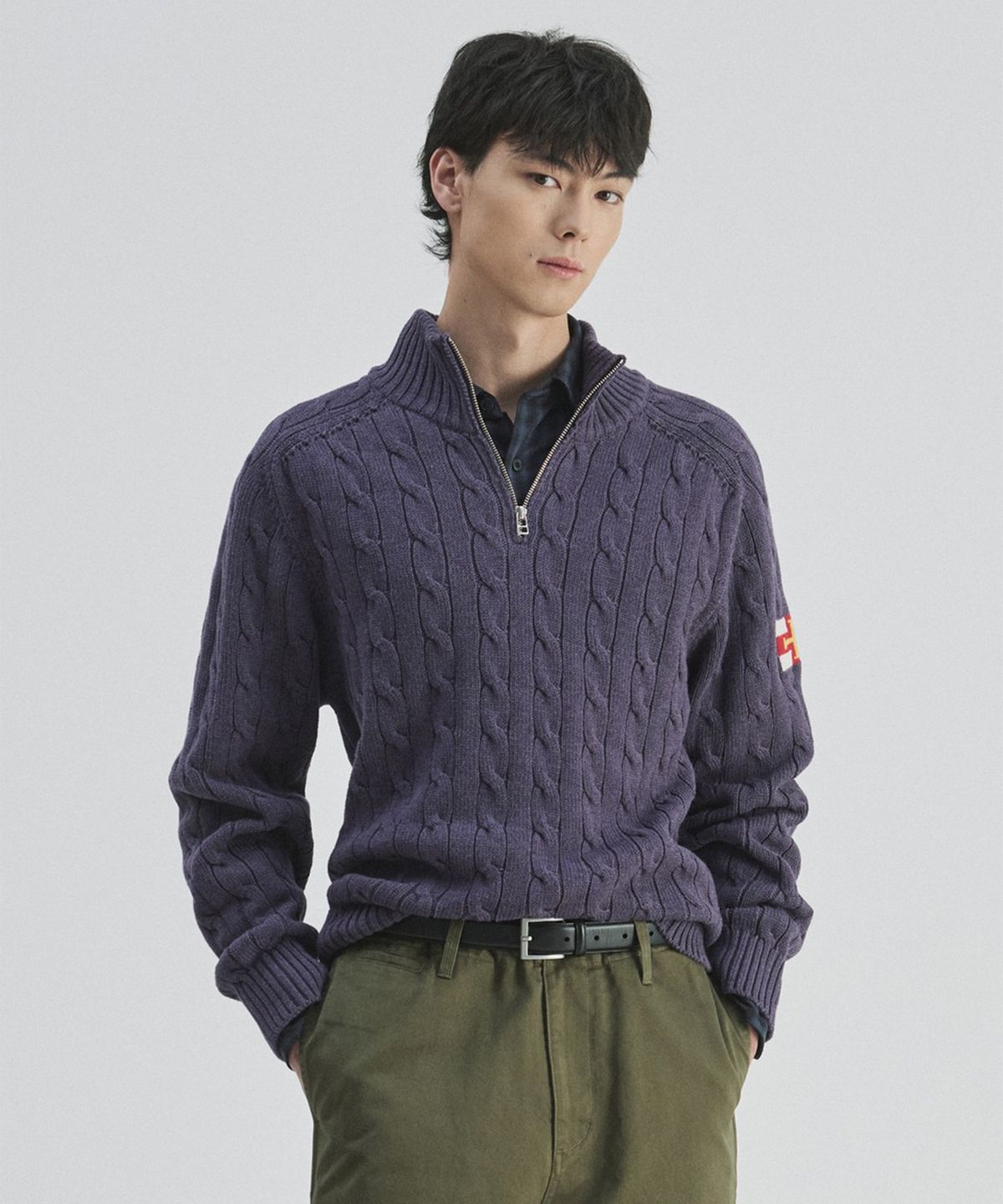 건지 울른스(Guernsey Woollens) 헤비코튼 케이블 하프 집업 스웨터 컬렉션
