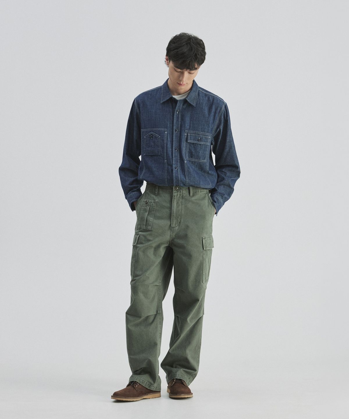 건지 울른스(Guernsey Woollens) 워시드 브리티쉬 아미 필드 팬츠 - 올리브