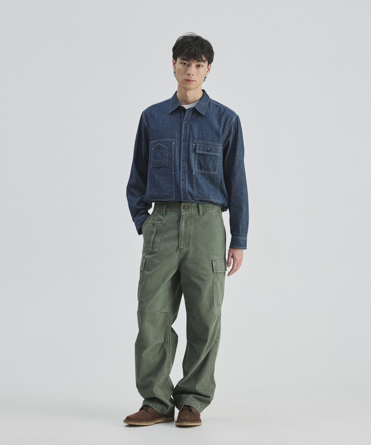 건지 울른스(Guernsey Woollens) 워시드 브리티쉬 아미 필드 팬츠 - 올리브