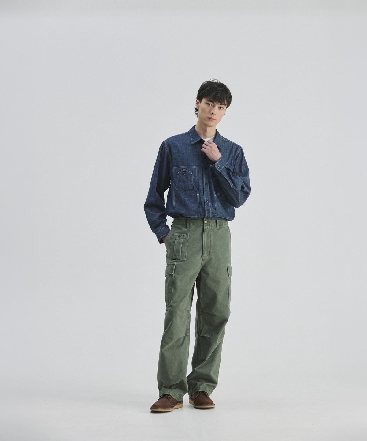 건지 울른스(Guernsey Woollens) 워시드 브리티쉬 아미 필드 팬츠 - 올리브