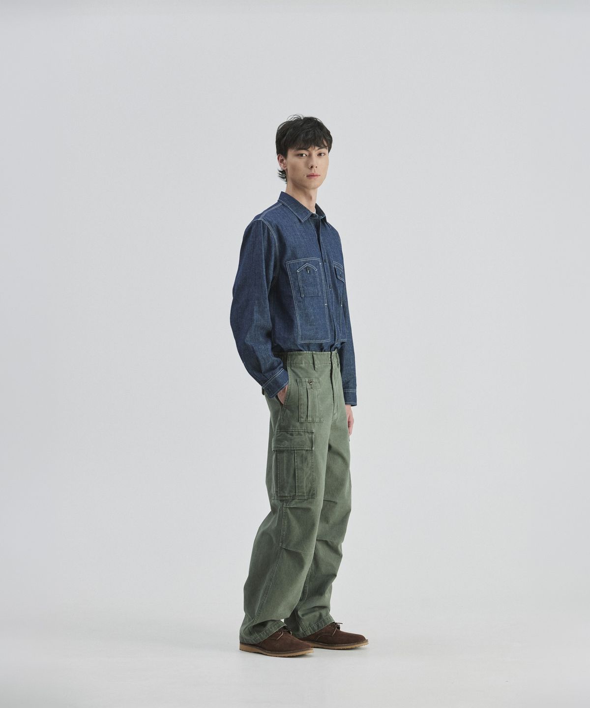 건지 울른스(Guernsey Woollens) 워시드 브리티쉬 아미 필드 팬츠 - 올리브