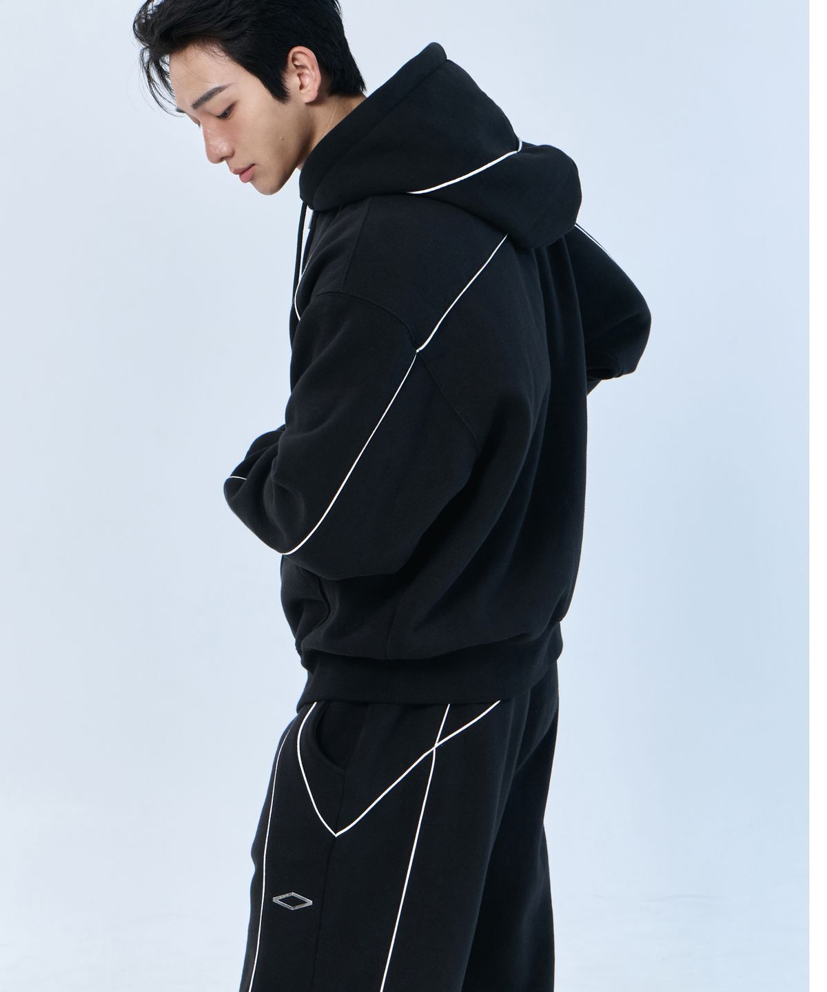 나인제트(NINEZ) 파이핑 스웻 후드 집업