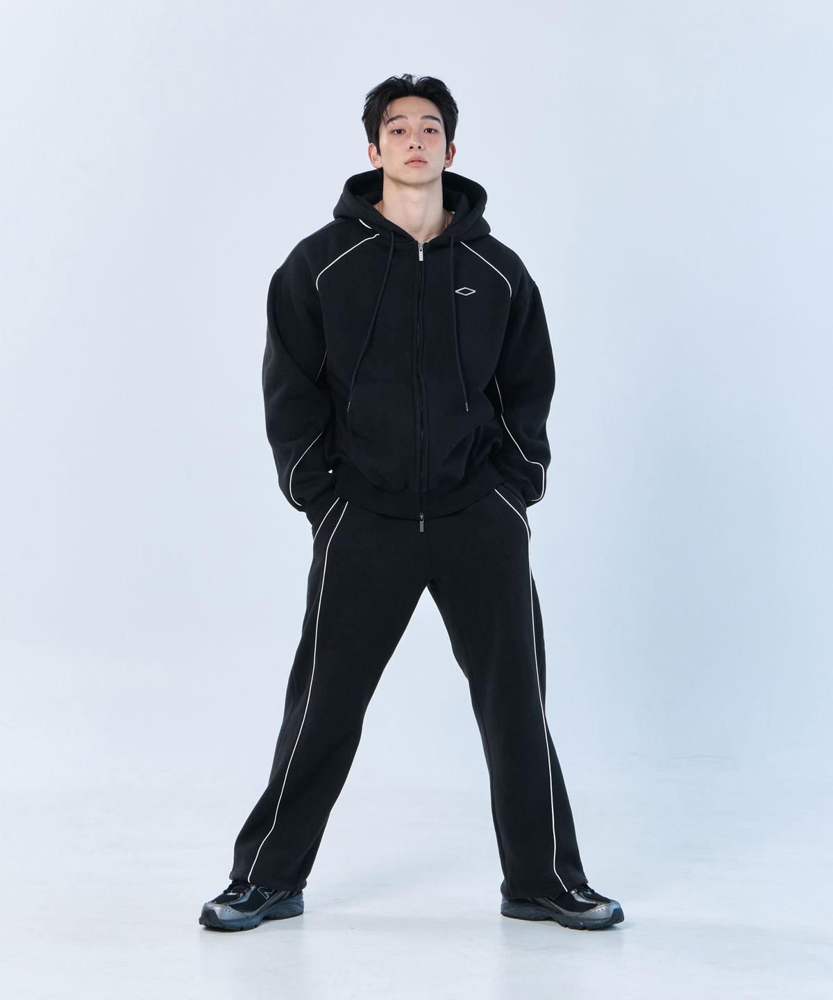 나인제트(NINEZ) 파이핑 스웻 후드 집업