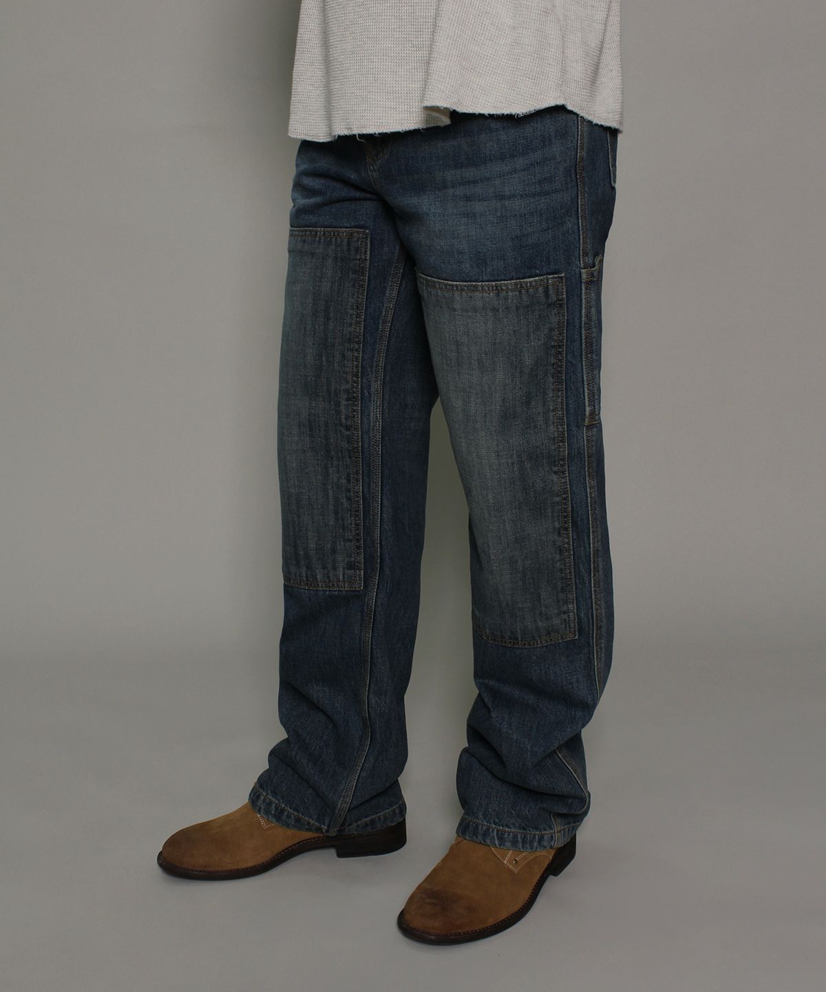 러스틱클럽(RUSTICCLUB) RC DOUBLE KNEE WASHED DENIM PANTS_DEEP BLUE