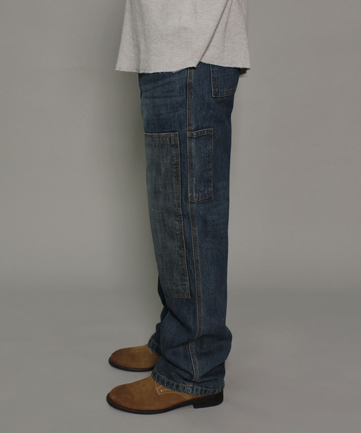러스틱클럽(RUSTICCLUB) RC DOUBLE KNEE WASHED DENIM PANTS_DEEP BLUE