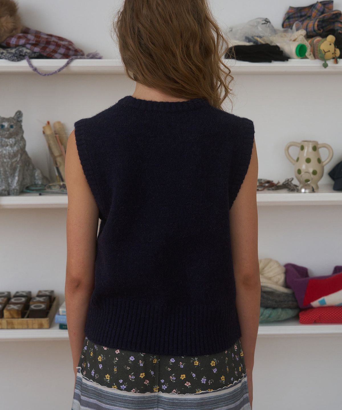 펀프롬펀(FUNFROMFUN) Fun House Knit Vest, Navy