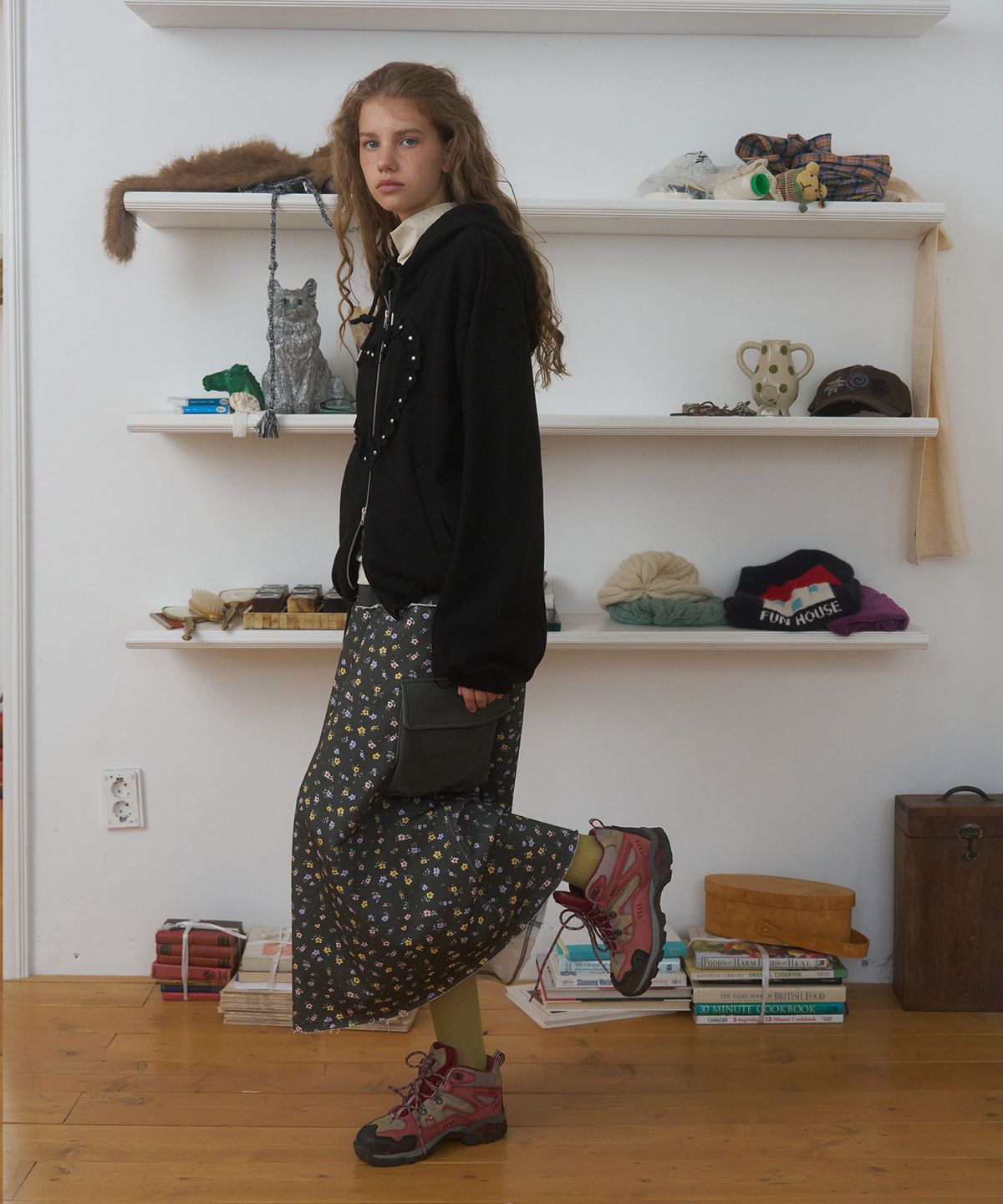펀프롬펀(FUNFROMFUN) Pocket Long Skirt, Black