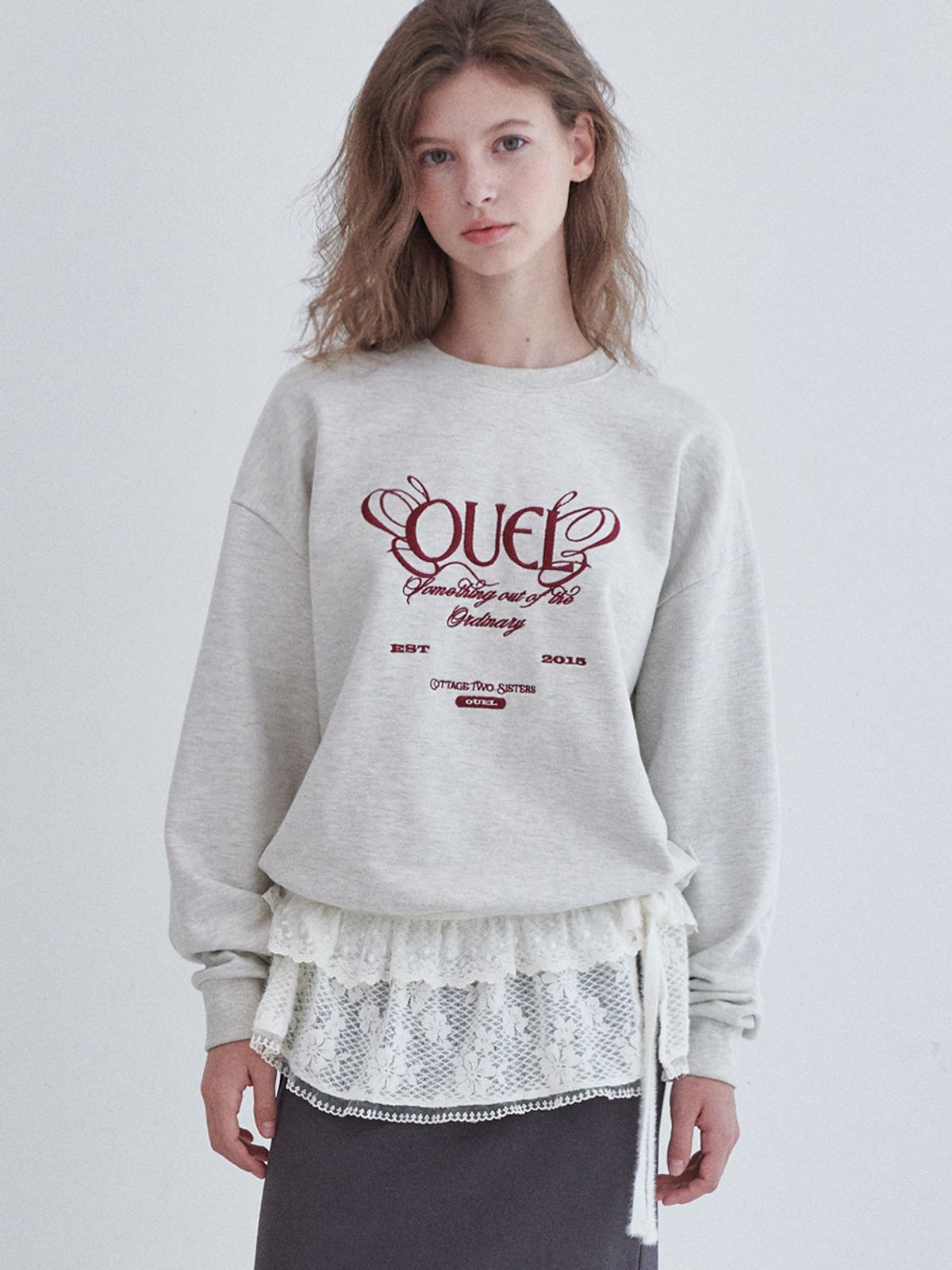 오앨(OUEL) FUZZY LACE MINI WRAP SKIRT_CREAM