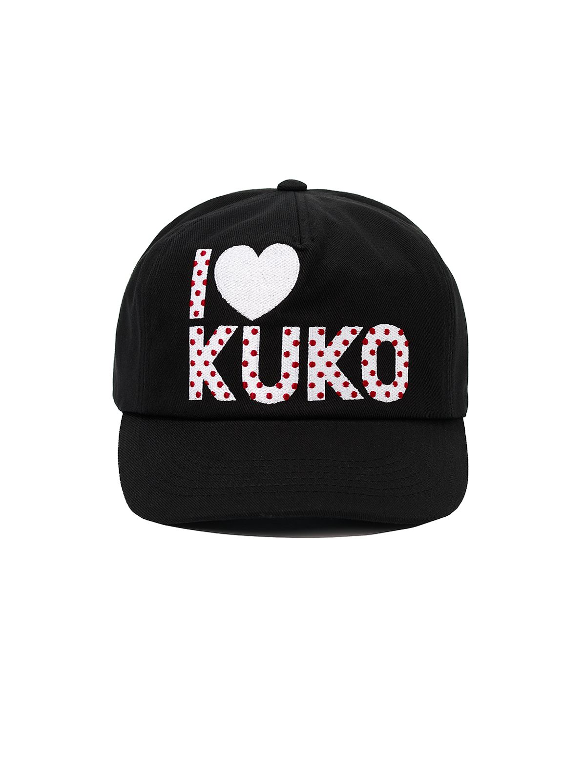 쿠코(KUKO) 아이러브쿠코 도트 5패널 캡_블랙 레드