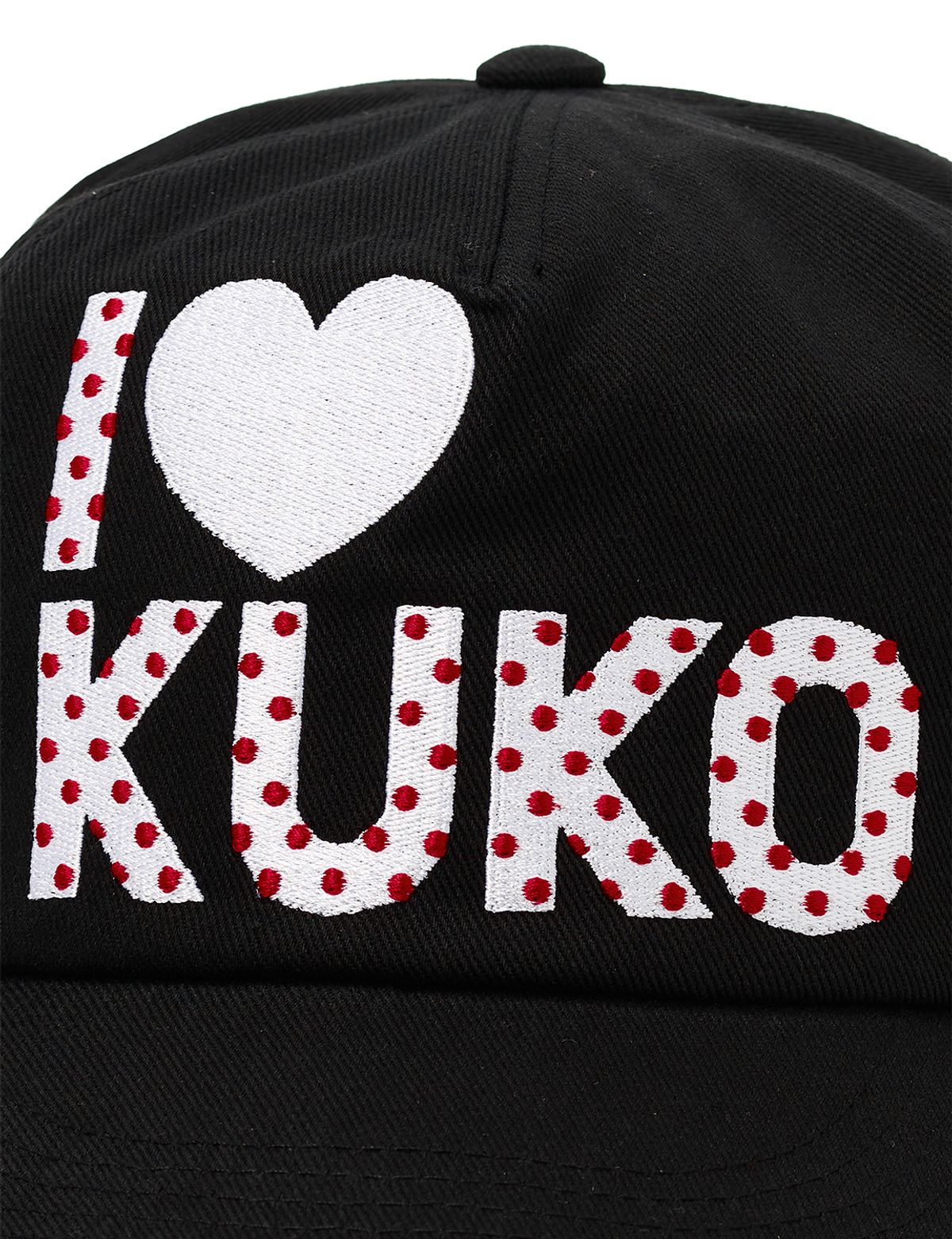쿠코(KUKO) 아이러브쿠코 도트 5패널 캡_블랙 레드