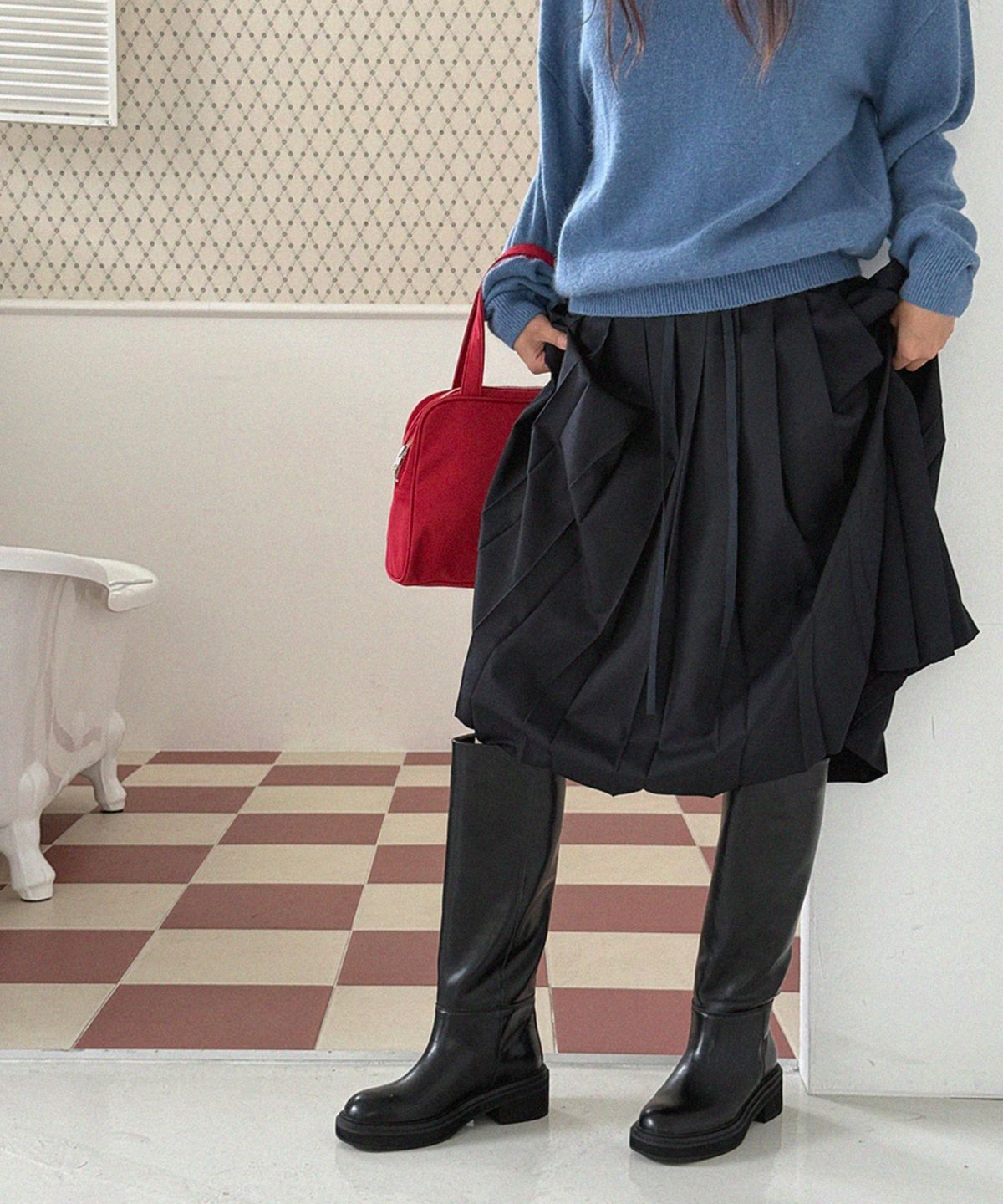 무드앤플(MOODNPLE) push classic long boots 5cm black
