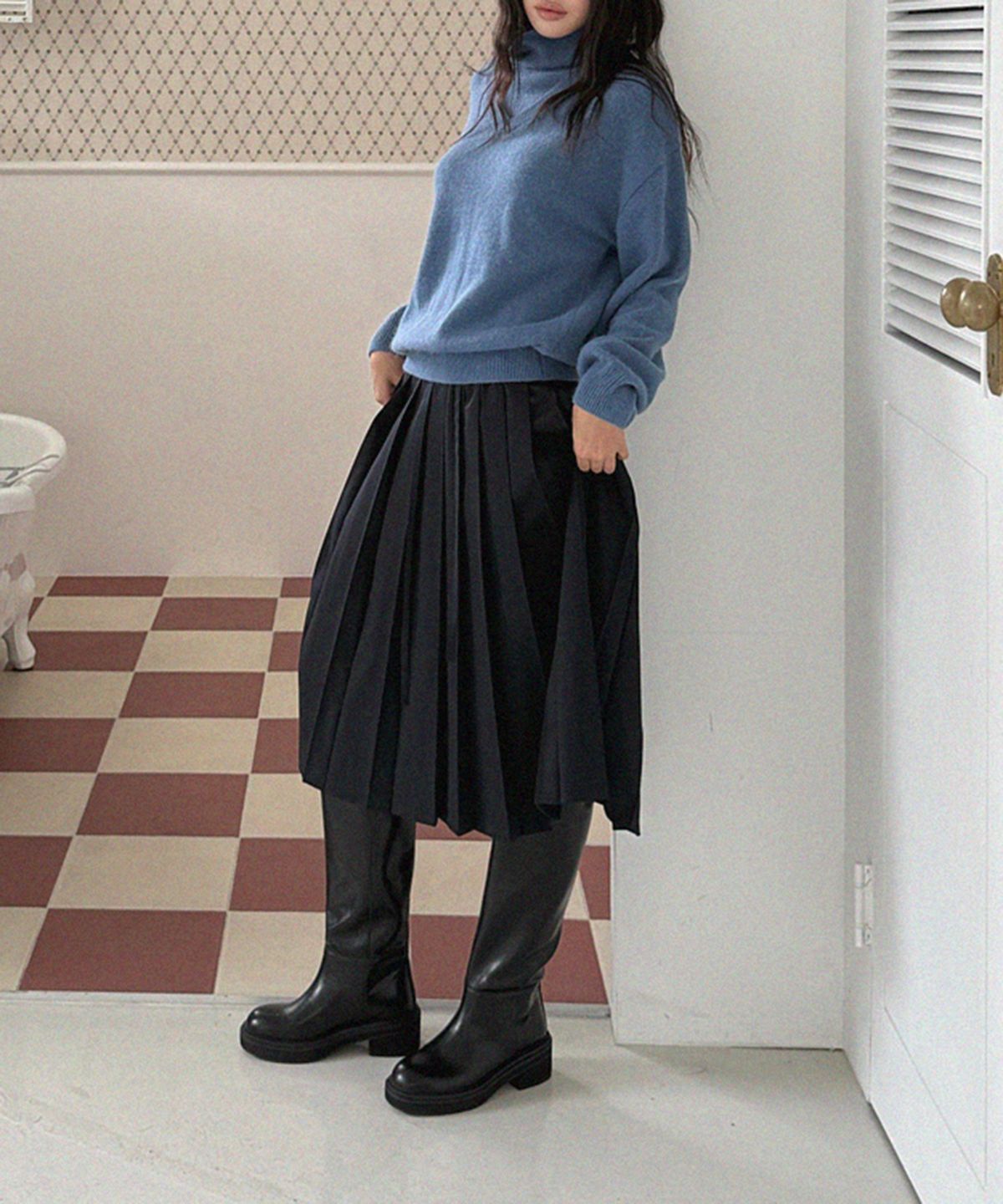 무드앤플(MOODNPLE) push classic long boots 5cm black