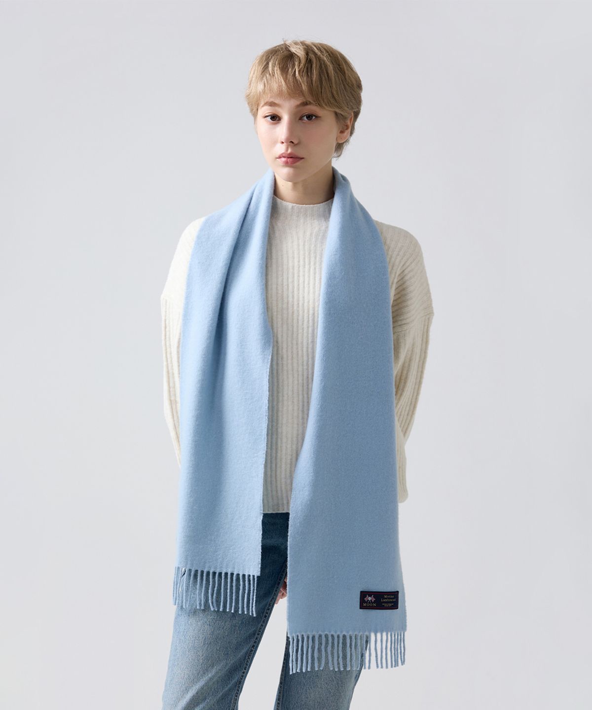 아브라함문(ABRAHAM MOON) 메리노울 머플러 25cm - 베이비 블루