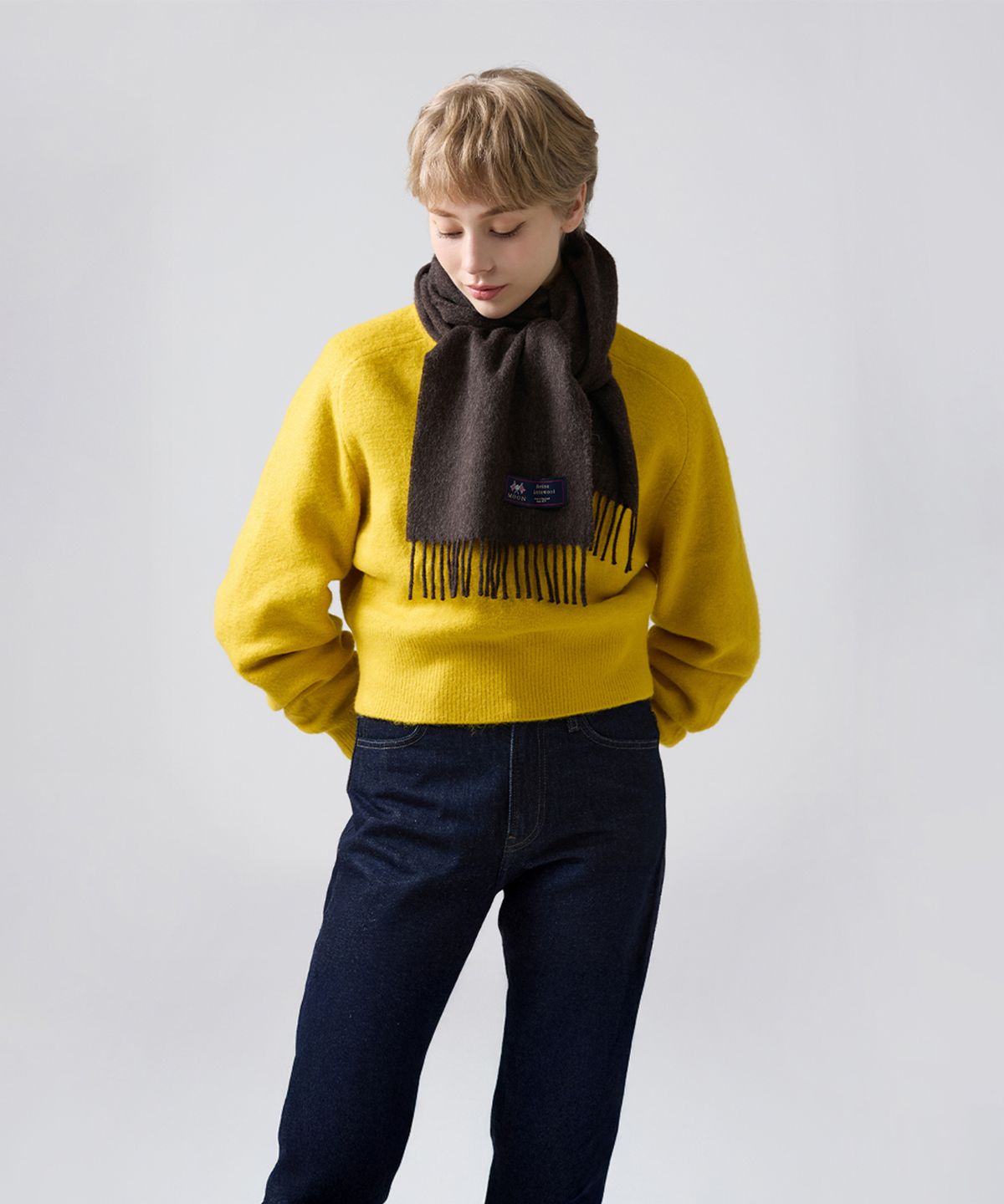 아브라함문(ABRAHAM MOON) 메리노울 머플러 25cm - 모카