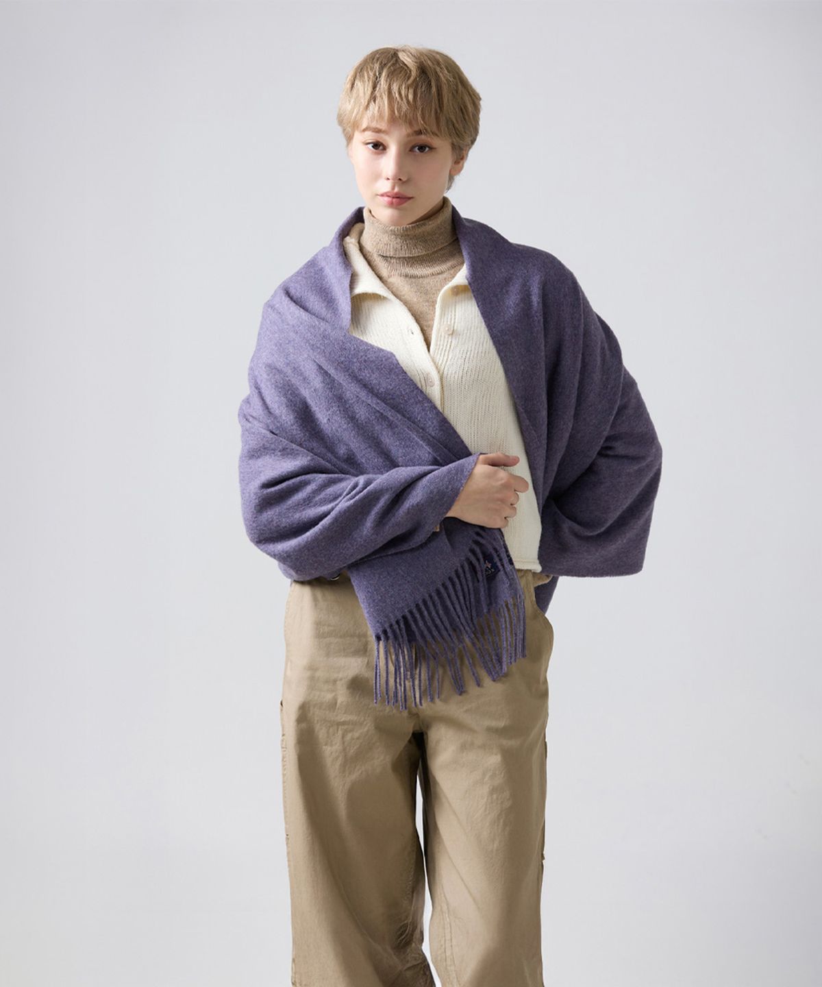 아브라함문(ABRAHAM MOON) 메리노울 숄 70cm - 라벤더